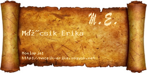 Mácsik Erika névjegykártya